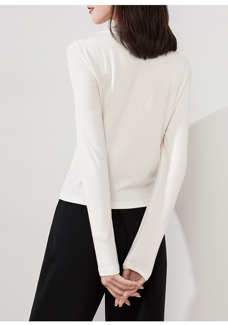 娅丽达女装长袖t恤女2020春季新款圆领修身韩版纯色小衫打底衫