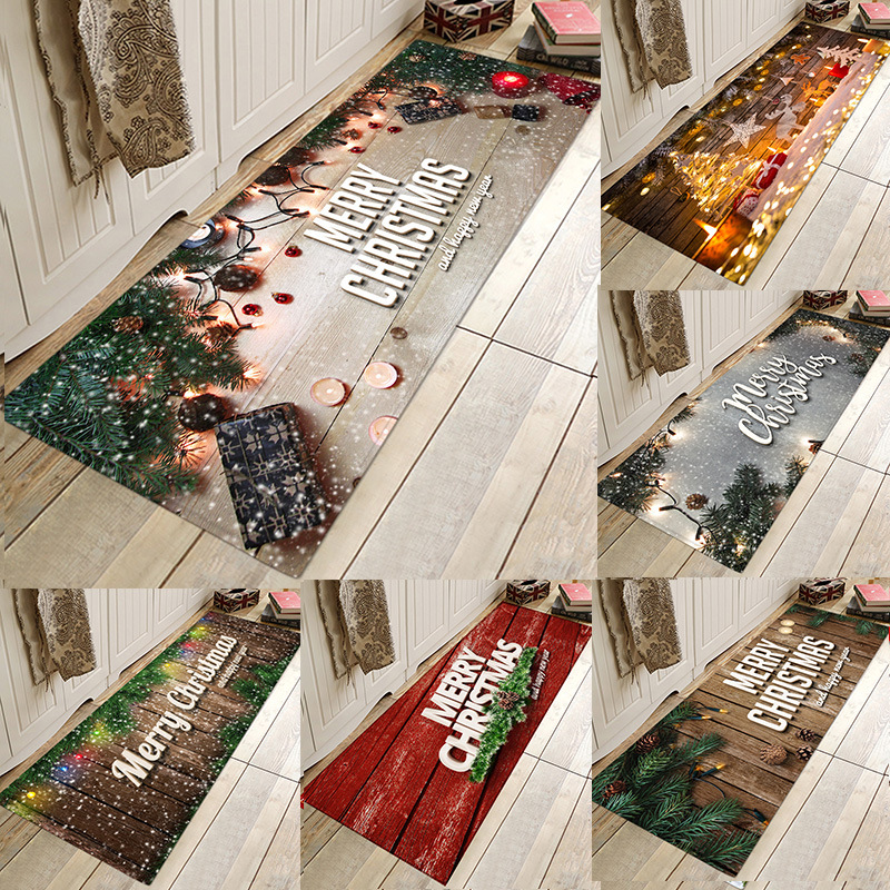 Christmas Mat Carpet Doormat Flannel Hydrophilic Pad Bathroom Kitchen Non-Slip Mat Factory Wholesale