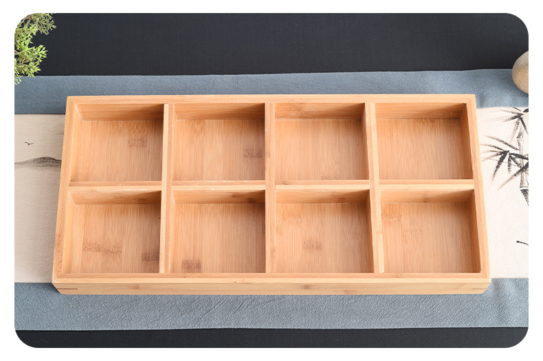 小木盒子实木陈列杂物方格子桌面无盖收纳摆件中秋月饼点心木托盘