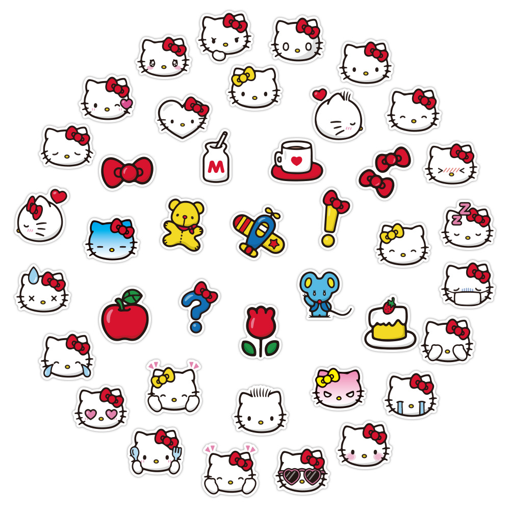 40张kt猫手账贴纸 可爱日本卡通动漫手机装饰素材 手帐贴纸批发