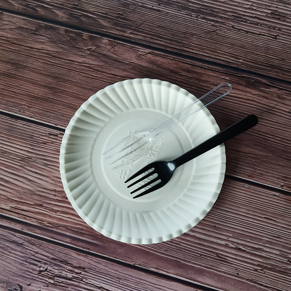 厂家直销批发一次性盘叉组合生日蛋糕纸盘子5盘5叉蛋糕纸盘套装