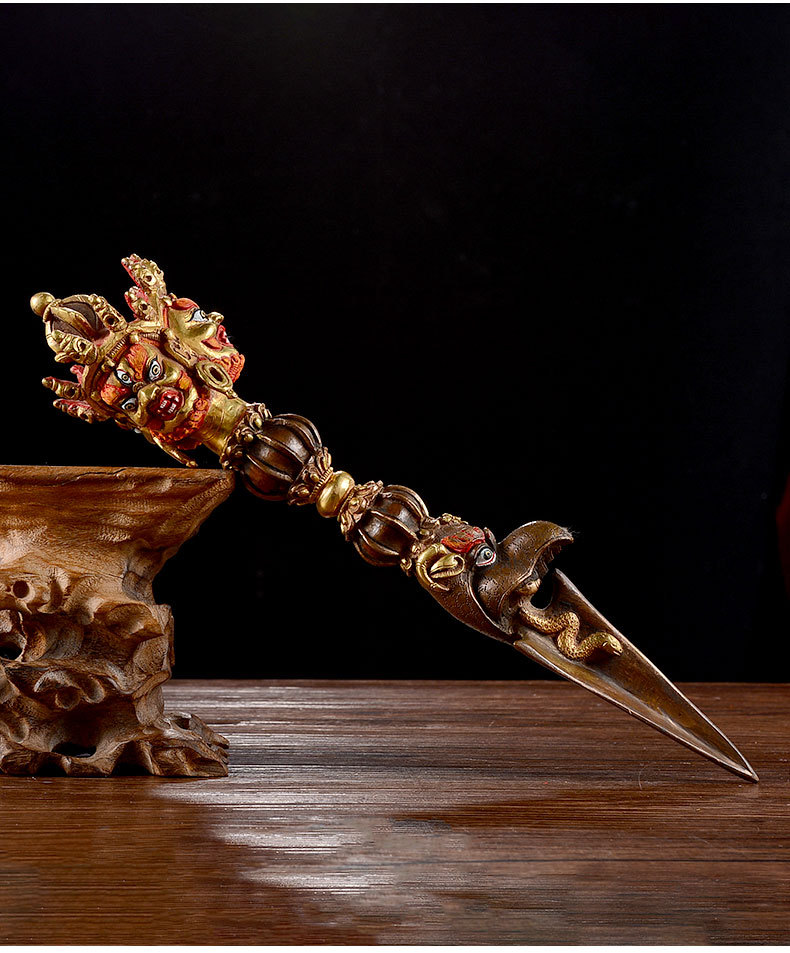 佛缘汇 秽迹金刚橛 藏传佛教用品 尼泊尔手工紫铜镀金大号金刚杵