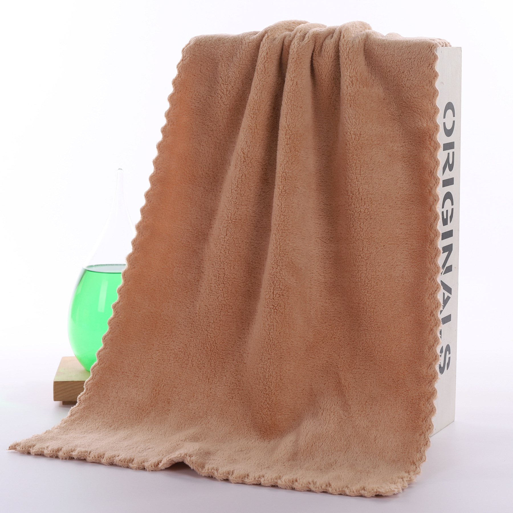 Activity Gift Gift Box Coral Fleece Towel 3575 Lettering Embroidered Logo Warp Knitted Thickened Coral Fleece Towel