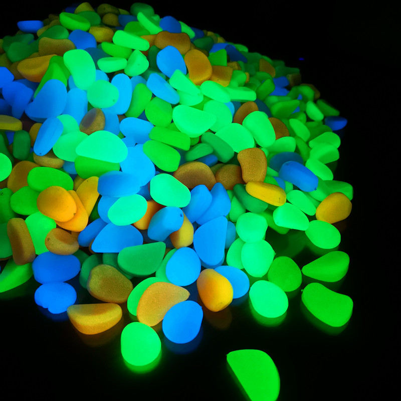 鱼缸装饰发光鹅卵石塑料荧光石可定制夜光板批发高亮夜光石子 蓝绿色