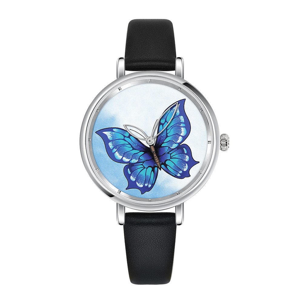 抖音爆款防水女士手表夜光蝴蝶表盘石英女表简约女学生腕表批发