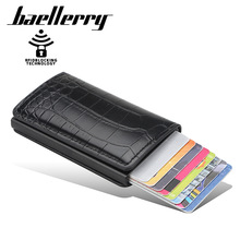 baellerry卡包rfid自动弹卡式鳄鱼纹卡套欧美防消磁银行卡夹男士