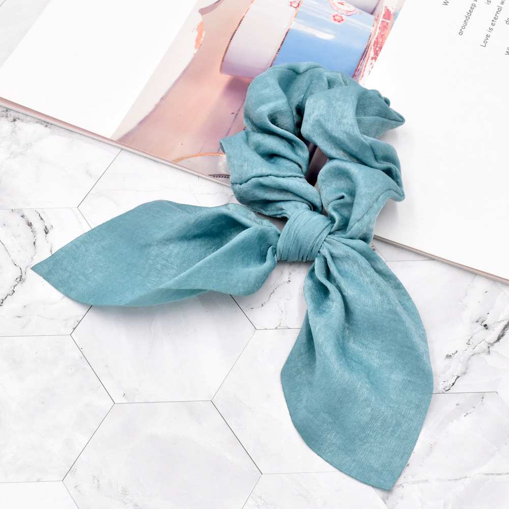 ins简约纯色丝巾飘带发圈布艺打结女扎头发皮筋头绳大肠发圈发饰