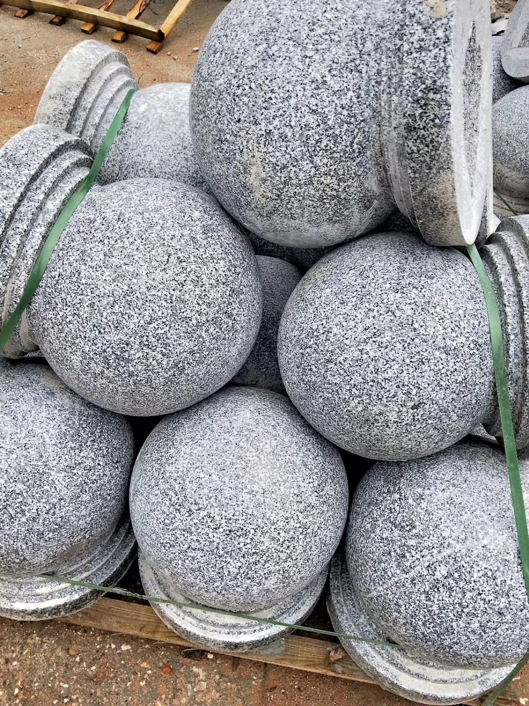 花岗岩石材 芝麻白芝麻灰挡路球路障石 路边路侧挡车球 厂家直发