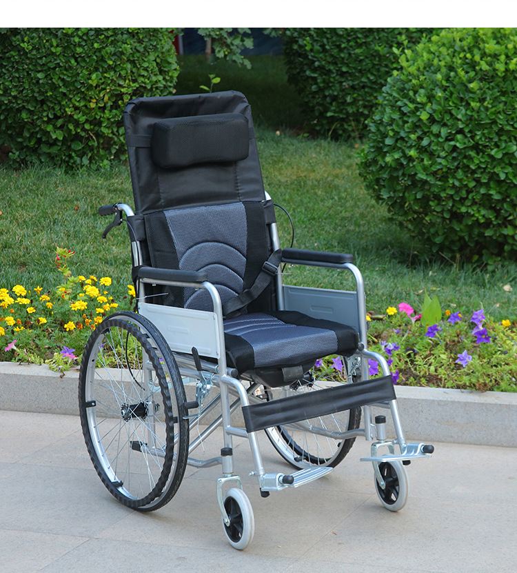 老人残疾人轮椅折叠带坐便 多用途手推代步车便携式高靠背轮椅