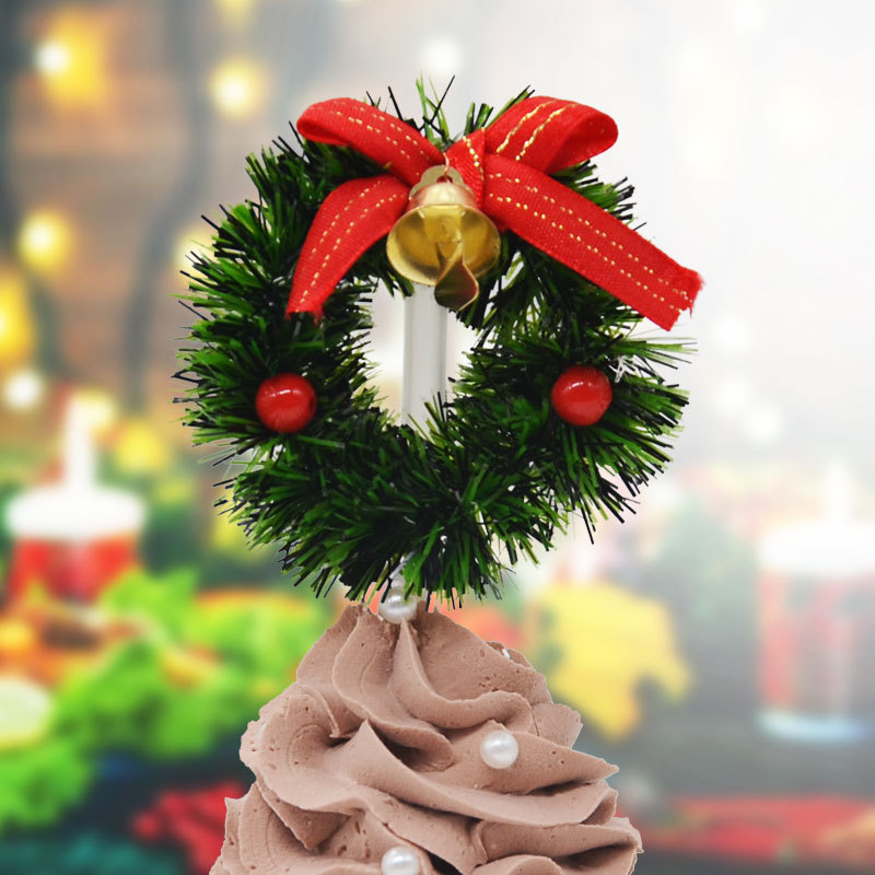 预售蛋糕草圈花环插件烘焙场景装扮用品蛋糕圣诞节蛋糕装饰插牌