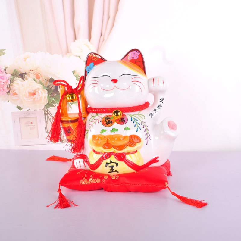 陶瓷居家摆件招财猫 存钱罐礼品猫 办公室招财八方来财风水摆件