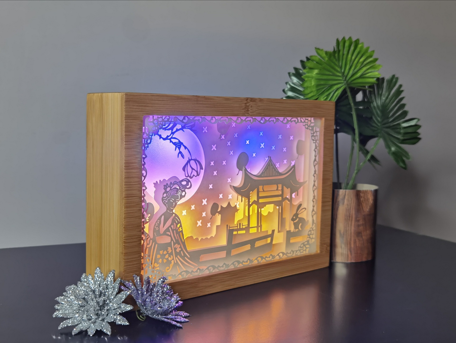 厂家现货创意来图按需中秋diy纸雕灯礼物摆件中秋节 送礼商务礼品