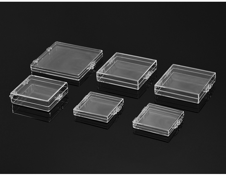 来图可做方形锁扣盒 加厚防摔透明铰链盒 徽章纪念币塑料包装盒