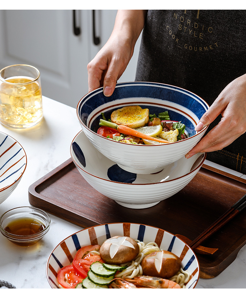 日式面碗家用汤碗面条碗大碗单个斗笠碗创意泡面碗网红ins拉面碗