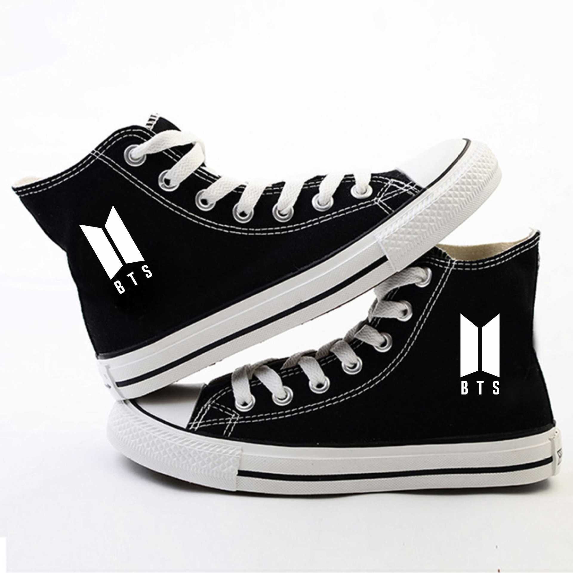 防弹少年团同款高帮帆布鞋男女学生休闲韩版潮情侣鞋子周边