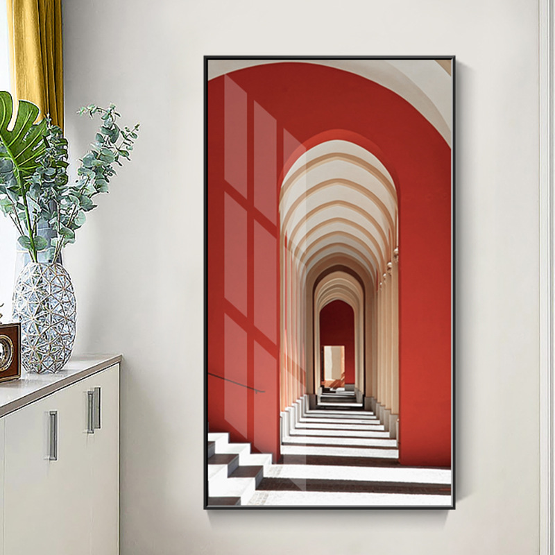 玄关装饰画北欧走廊建筑系列晶瓷装饰画 入户过道背景墙壁画