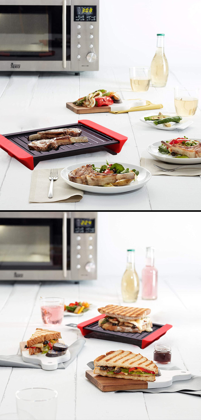 微波炉烤盘无烟家用烤鸡翅烤肉烤鱼三明治不粘多功能双面烤盘