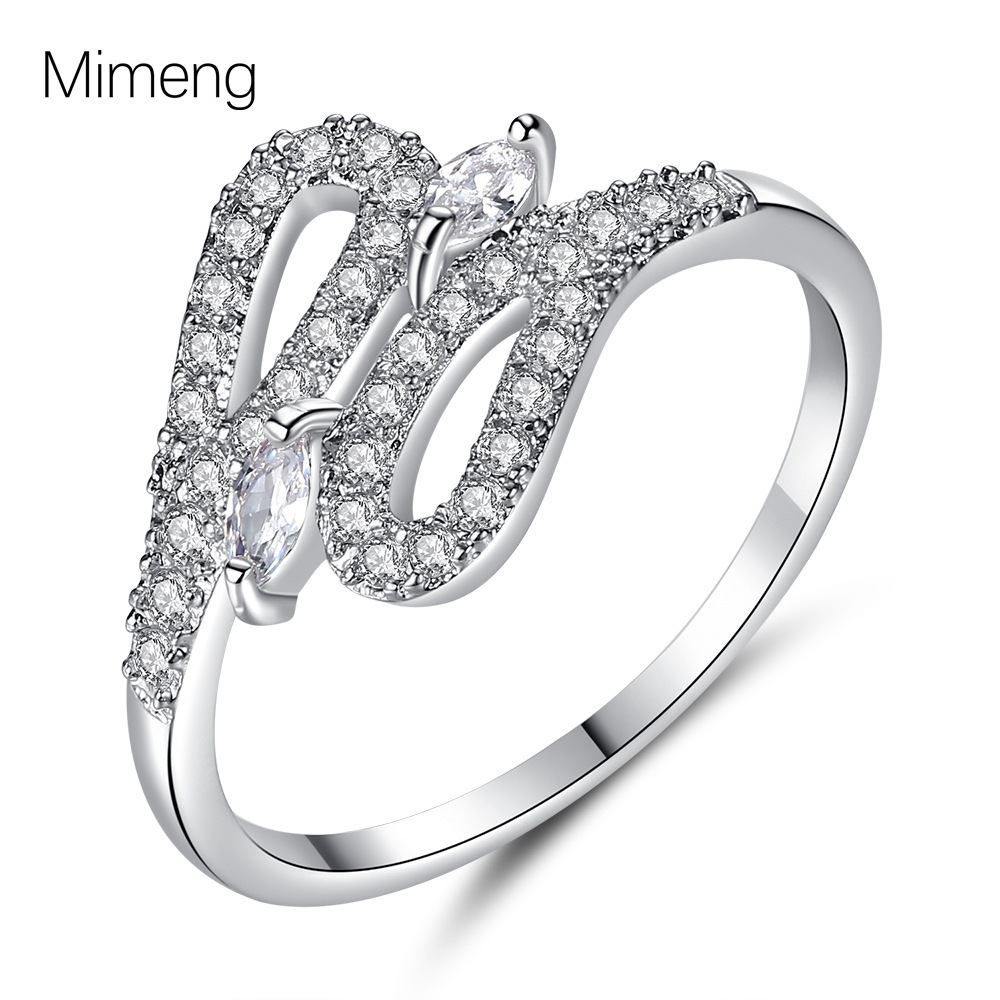 wish新款小马眼锆石戒指简约对称双头指环欧美创意亚马逊货源跨境