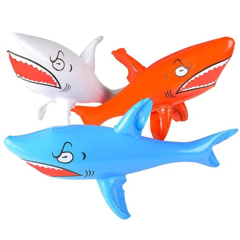 环保pvc充气鲨鱼公仔大白鲨吹气玩具卡通动漫公仔充气鱼儿童玩具