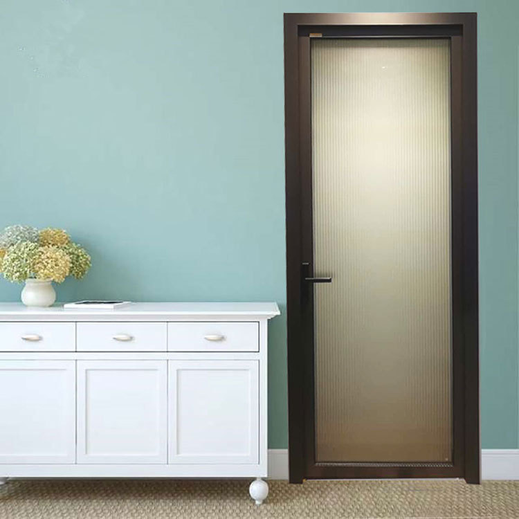 极窄北欧黑色玻璃门细款门2.0厚厕所钢化钛铝合金门厨房细边框门