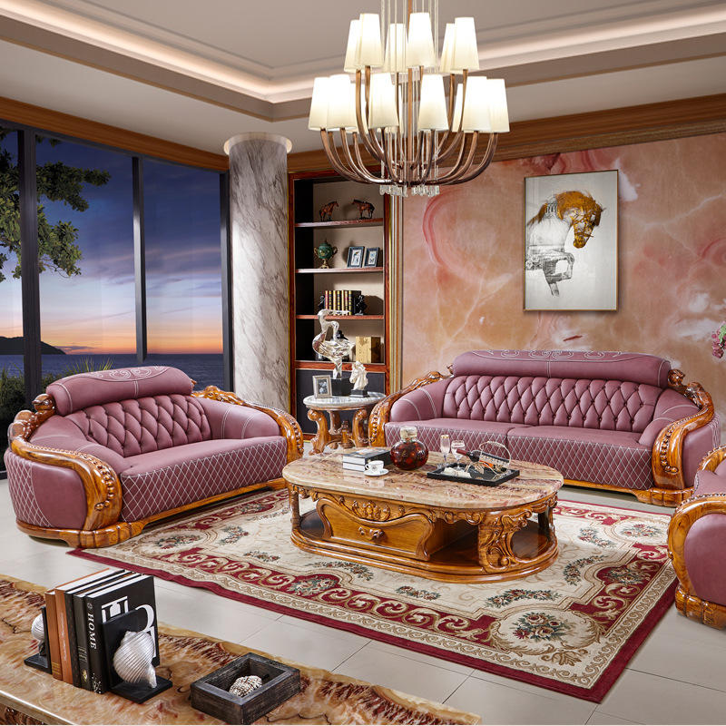 乌金木欧式沙发组合大户型客厅头层牛皮实木沙发高豪华别墅家具