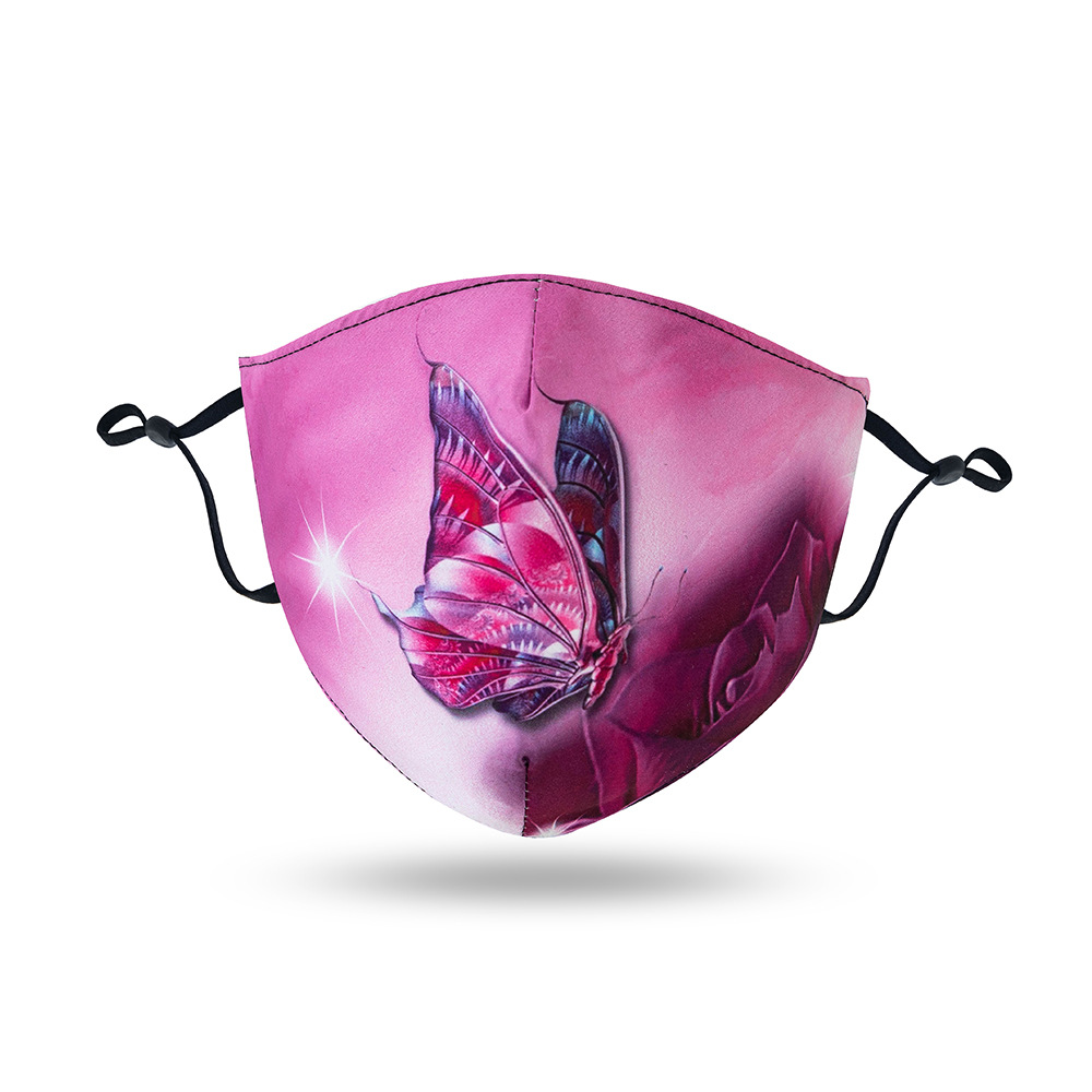 跨境外贸彩色印刷男女口罩防尘透气可水洗活动耳扣可调节口罩