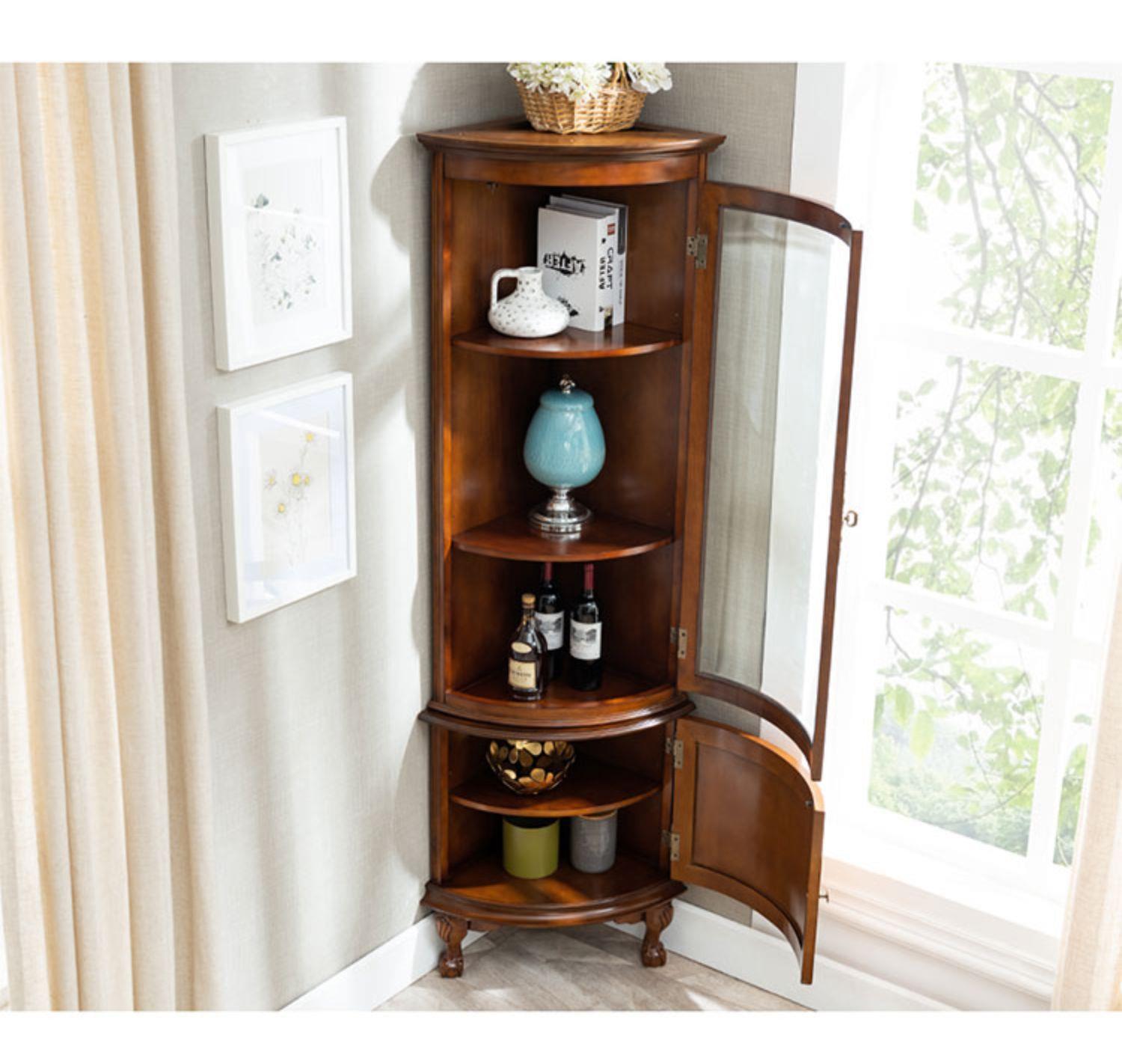 欧式实木餐边墙角柜三角形角柜边柜美式客厅转角置物架拐角柜酒柜