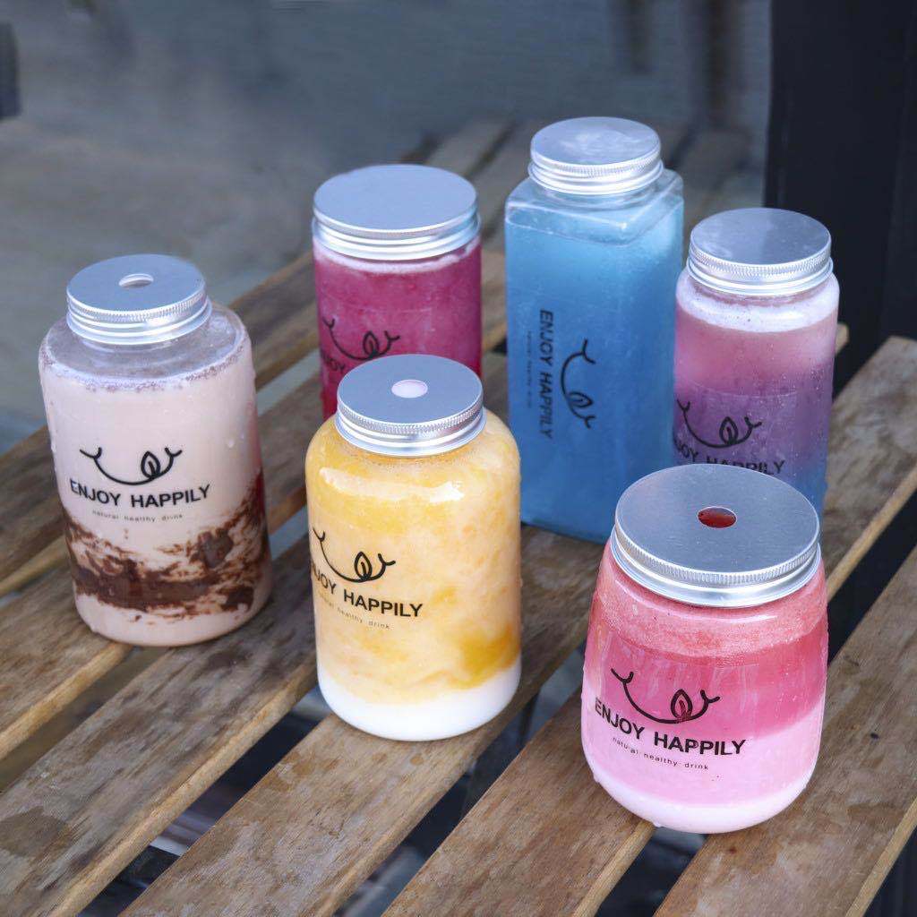 南京阿姨同款网红易拉罐咖啡罐一次性耐高温塑料咖啡易拉罐果汁罐