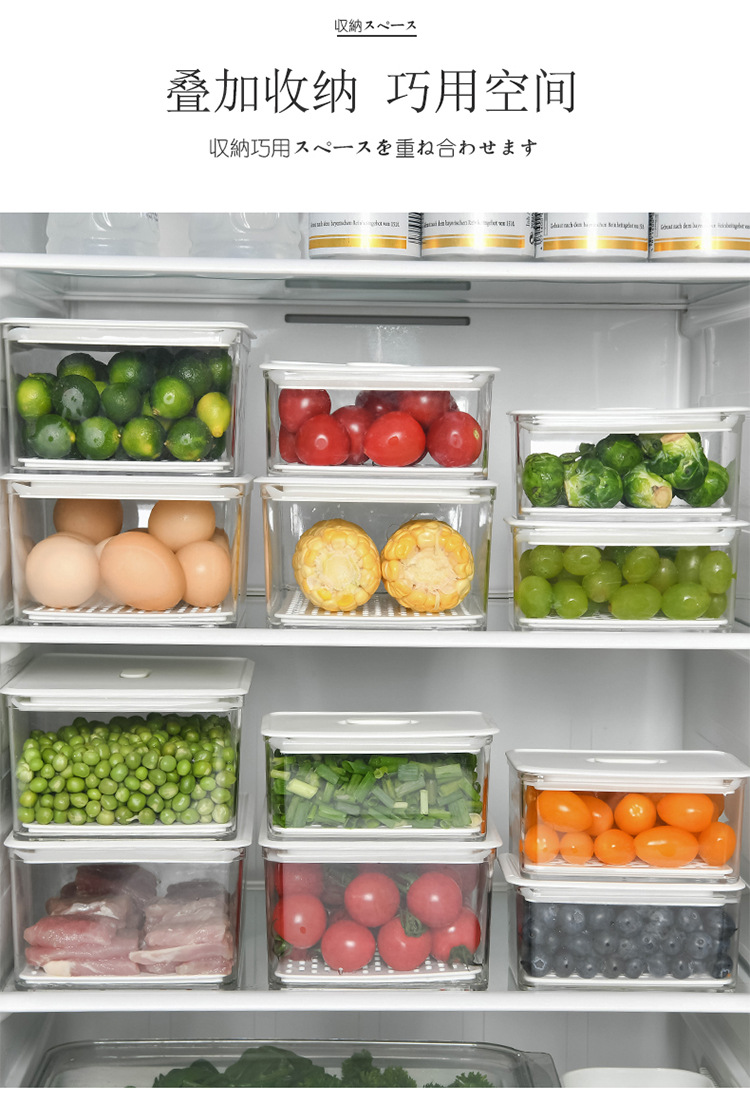 日本厨房保鲜盒冰箱冷冻储藏盒水果蔬菜密封盒透明食品收纳盒塑料