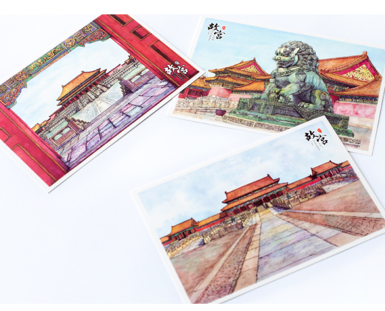 手绘故宫风景明信片卡片旅行文创特色创意纪念品礼品太和殿乾清宫