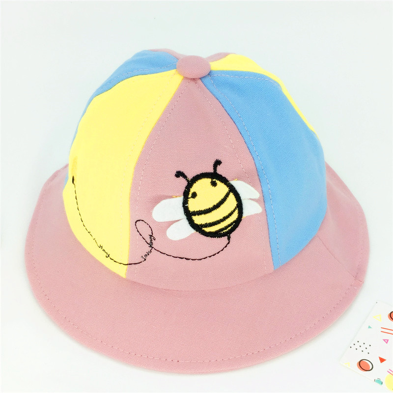 秋季新款儿童帽子可爱蜜蜂男女童太阳帽百搭卡通宝宝拼色盆帽批发