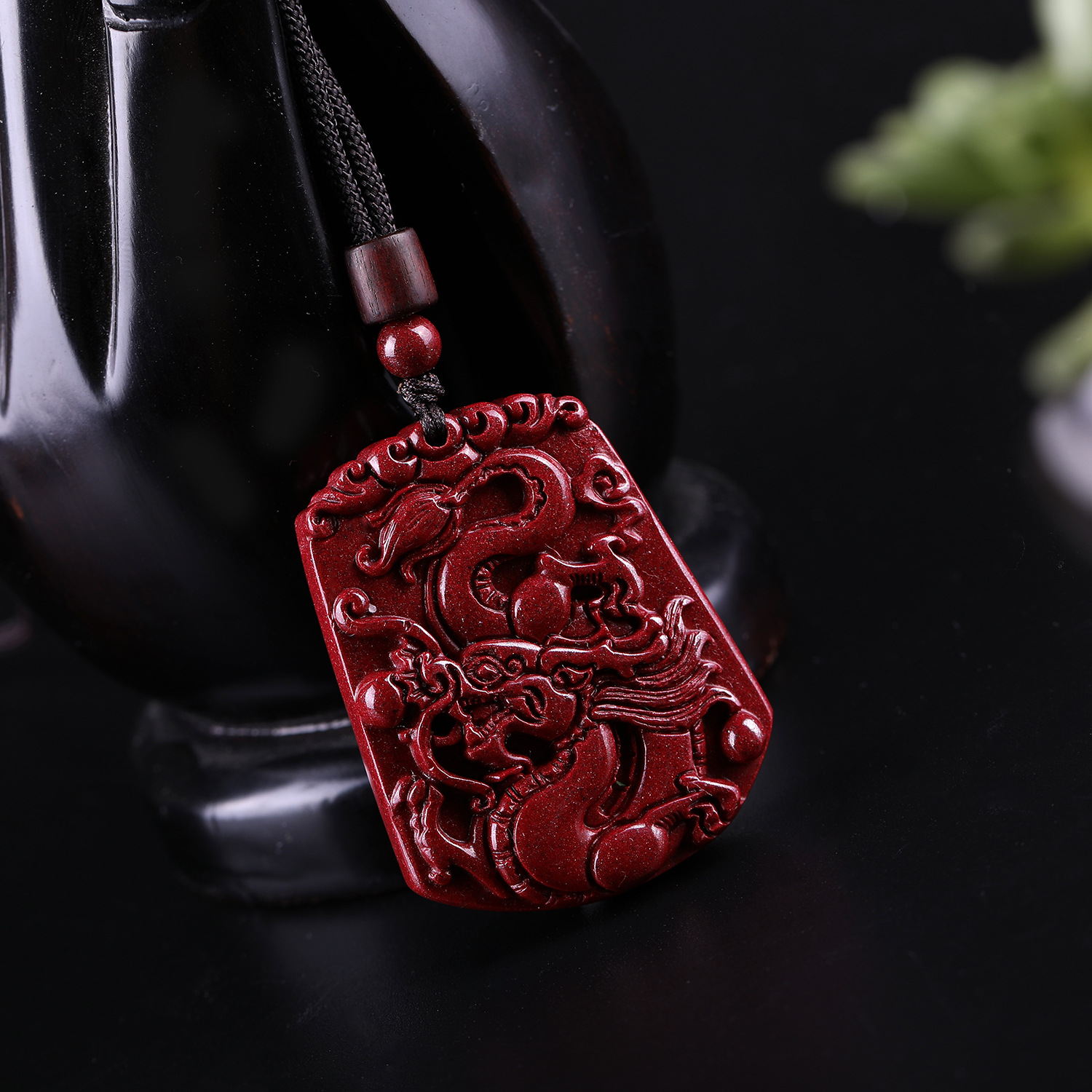 厂供 天然朱砂龙牌吊坠 原矿紫金砂龙吊坠项坠 大气龙腾四海bixie