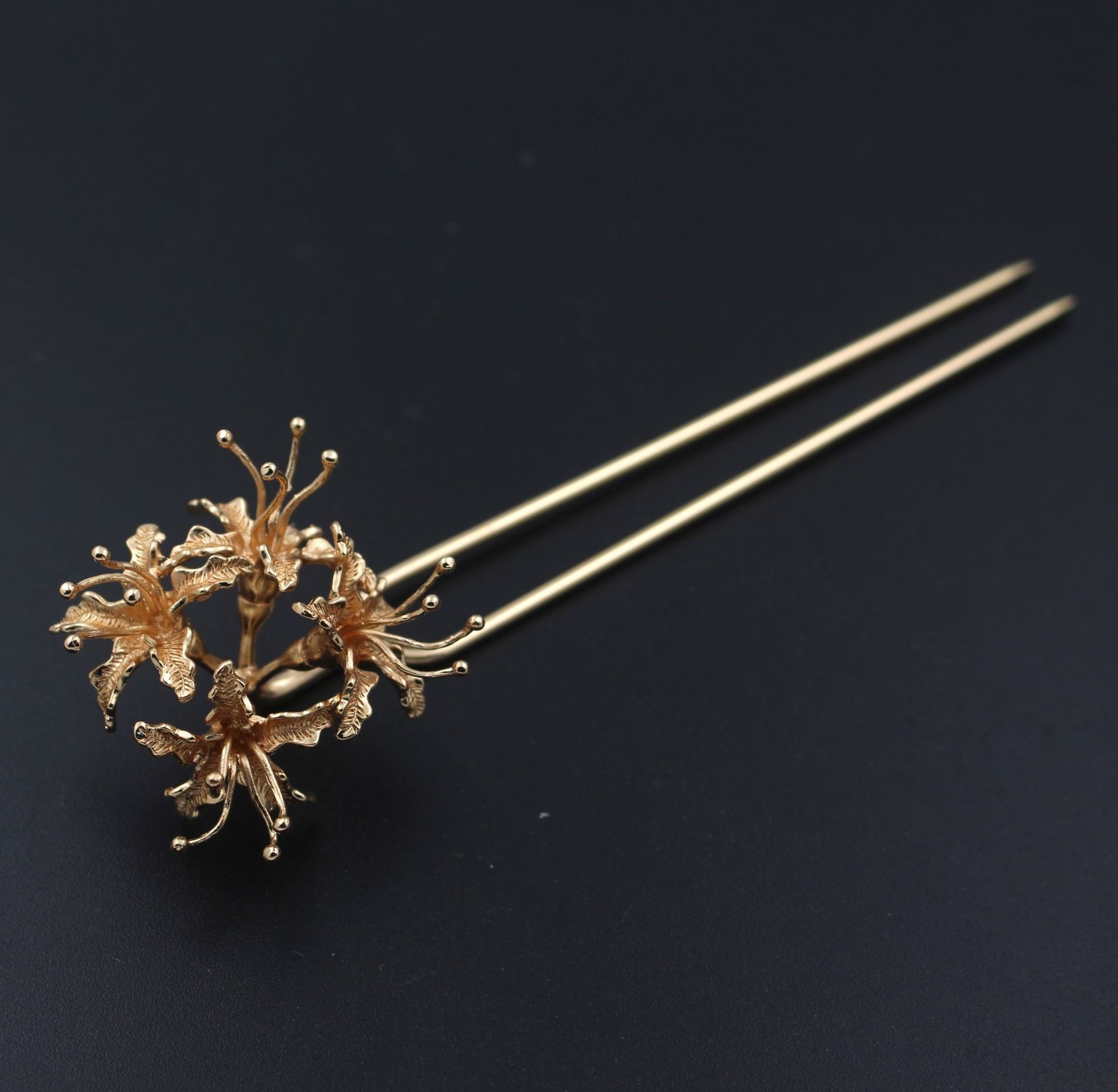 铸铜彼岸花双直发簪 古风古装发饰发钗主体材料