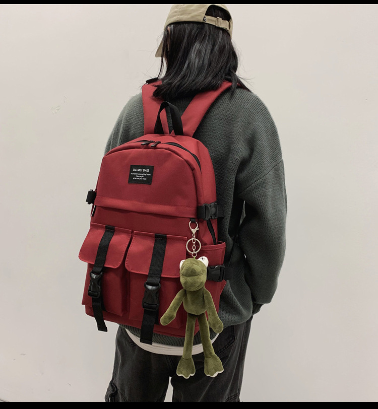 港风ins原宿少女书包韩版ulzzang复古街拍工装双肩包大容量背包男