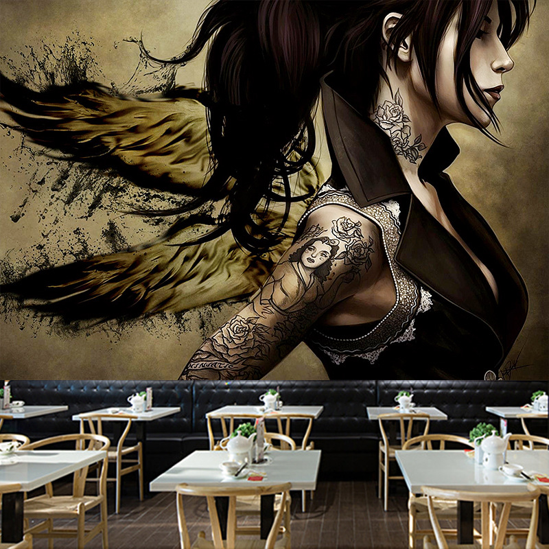 刺青工作室纹身店壁画图案墙布广告海报宣传画工作室背景布墙挂毯