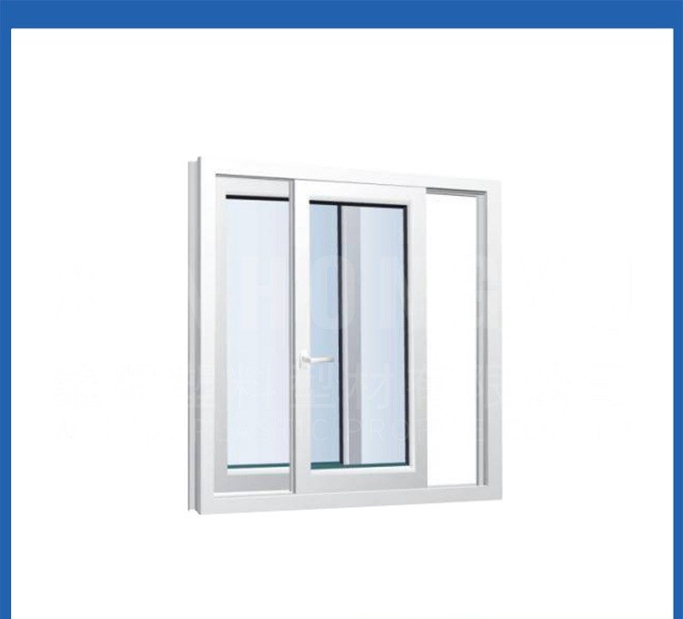 80三轨upvc塑料窗 带纱窗设计防虫两扇推拉窗设计 白色塑钢推拉窗