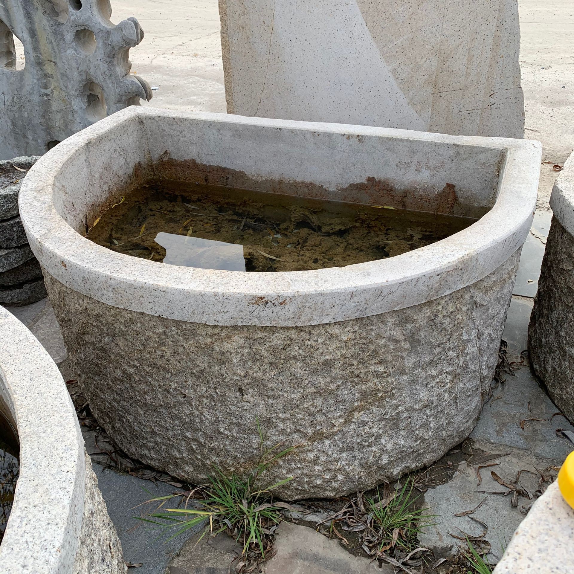 槽子仿古石雕花盆