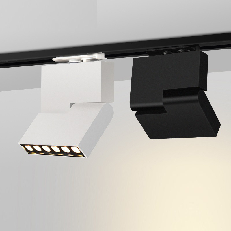明装轨道灯方形可折叠北欧led导轨灯创意吸顶天花背景墙轨道射灯