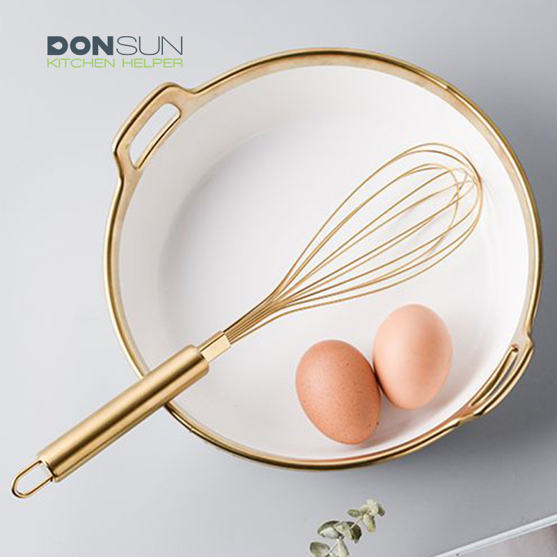 11.5 Inch Egg Beater Nordic Style Rose Gold Manual Eggbeater Egg Beater Brass Stainless Steel Cream Blender