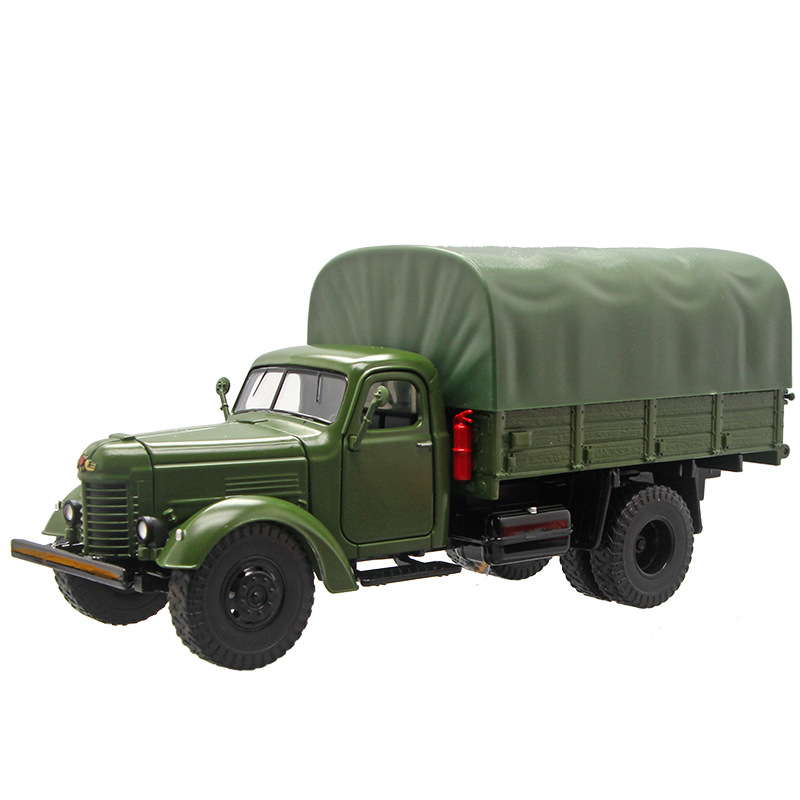 (盒装)1:32经典合金军事解放大卡车ca10带顶棚声光车模玩具批发