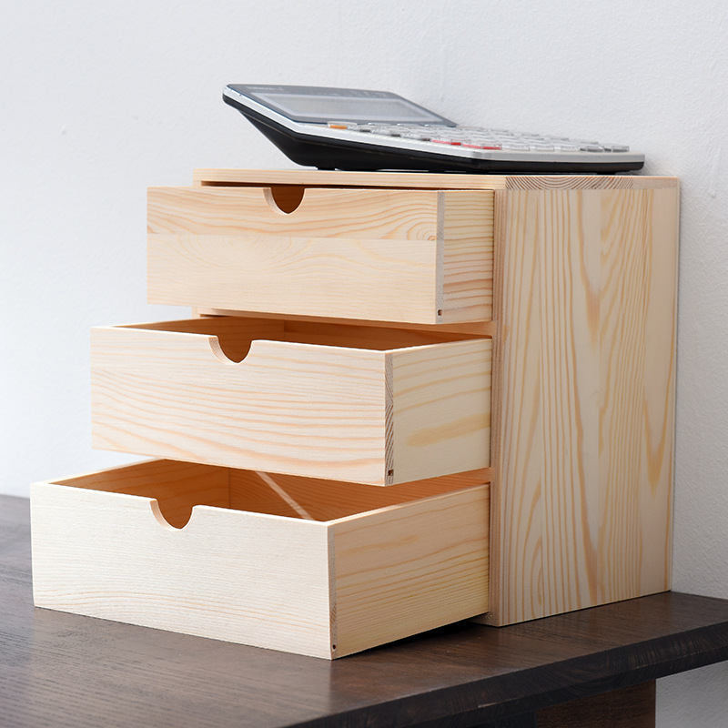 实木多层抽拉抽屉 收纳箱定制 桌面收纳架 储物柜子加工厂家曹县