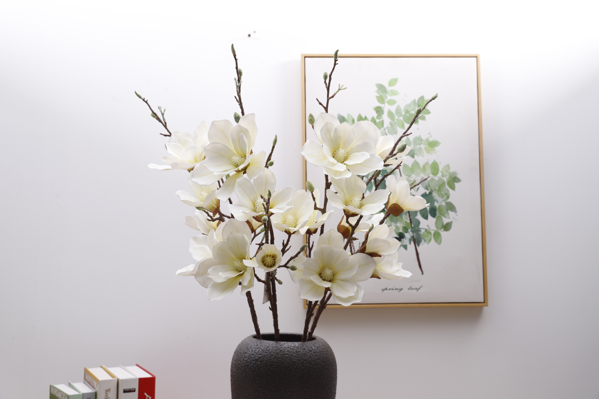 批发3d5头玉兰仿真花室内软装单支玉兰花摆件酒店客厅餐桌花装饰