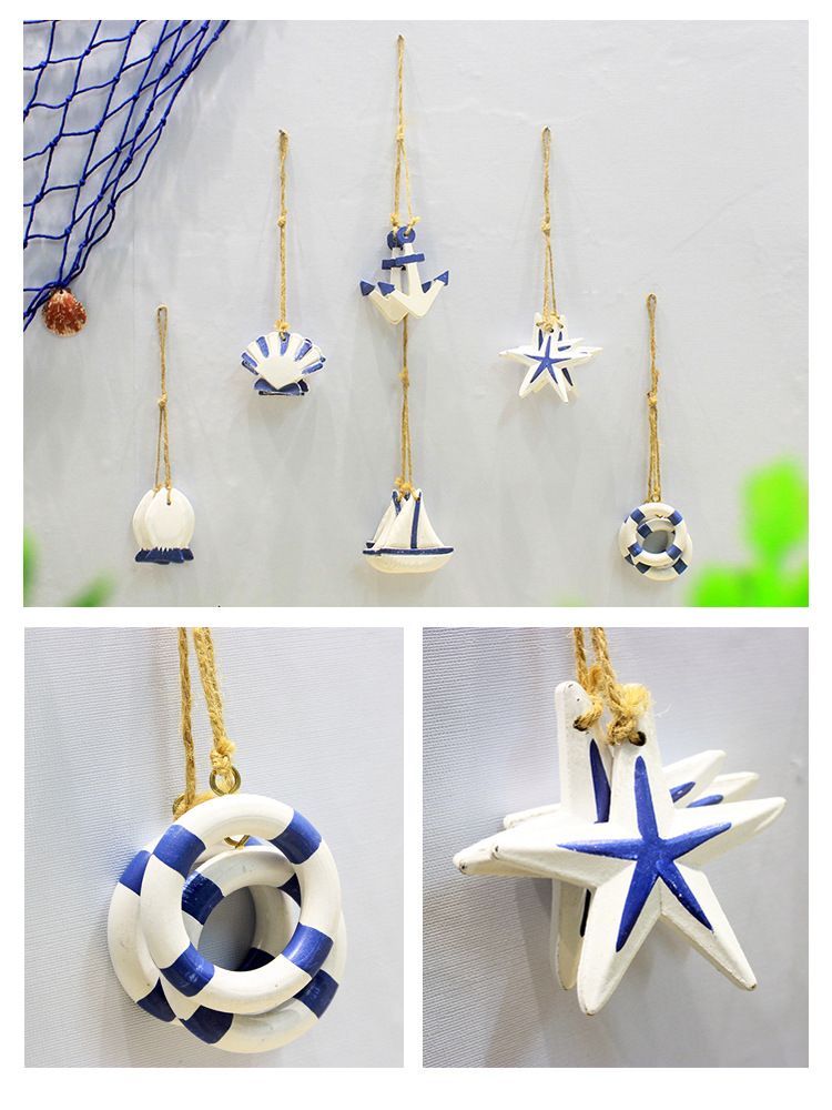 地中海风格创意海洋小挂件海星挂串挂饰墙上装饰海洋风格墙壁挂饰