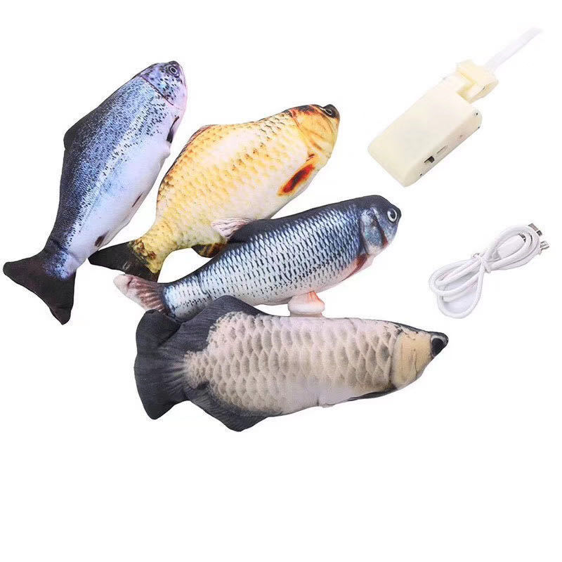 抖音同款仿真电动鱼跳跳鱼毛绒玩具逗猫神器宠物玩具会跳动可充电