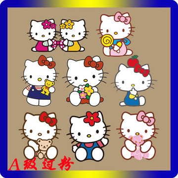 新品卡通猫咪童装柯式烫画热转印t恤印花小标过粉鞋子贴花现货批