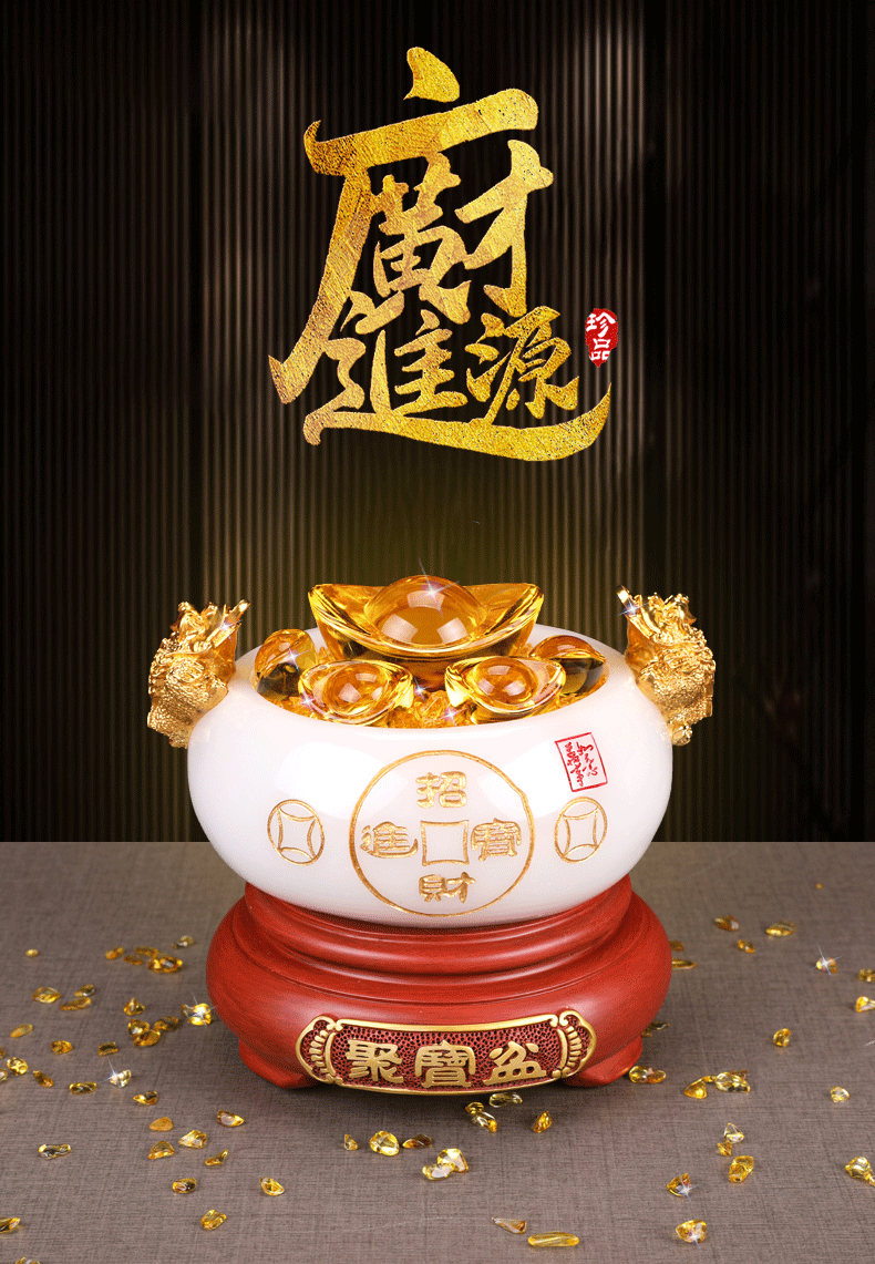 日进斗金聚宝盆招财摆件创意工艺品企业银行保险开业礼品定制批发