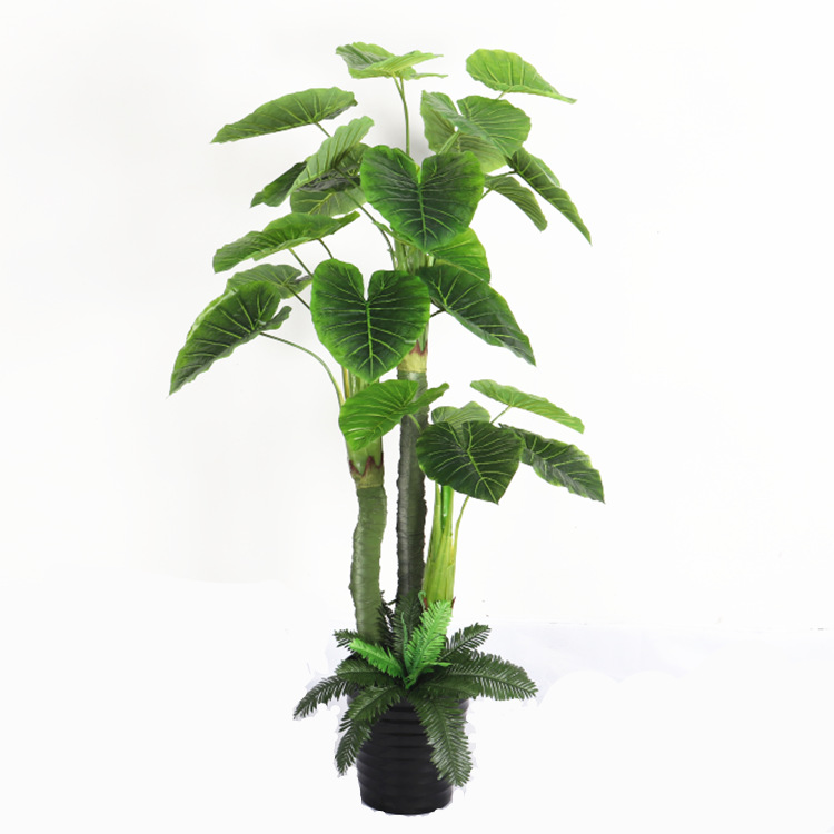 Factory Direct Supply One Piece Dropshipping Alocasia Macrorrhiza Potted Indoor Emulational Fake Tree Decoration Office Home Simulation Green Plant