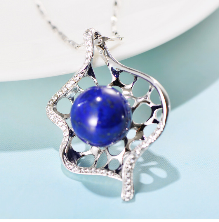 小黑银饰批发s925纯银复古宫廷风青金石小众气质女士吊坠锁骨坠子