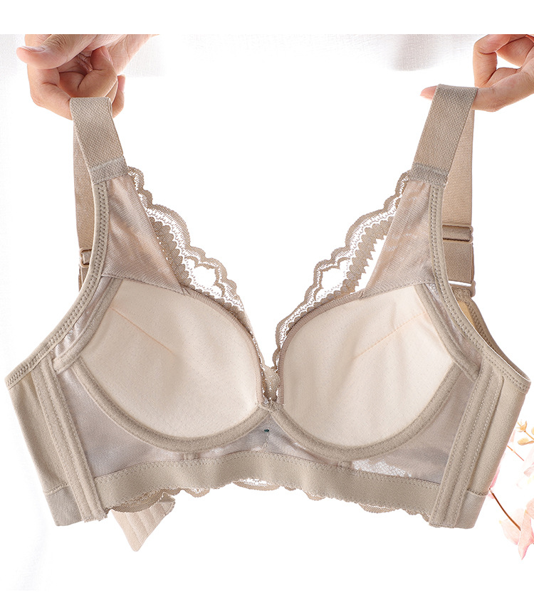 内衣女无钢圈超薄款大胸显小文胸罩胖mm大码聚拢收副乳全罩杯上托