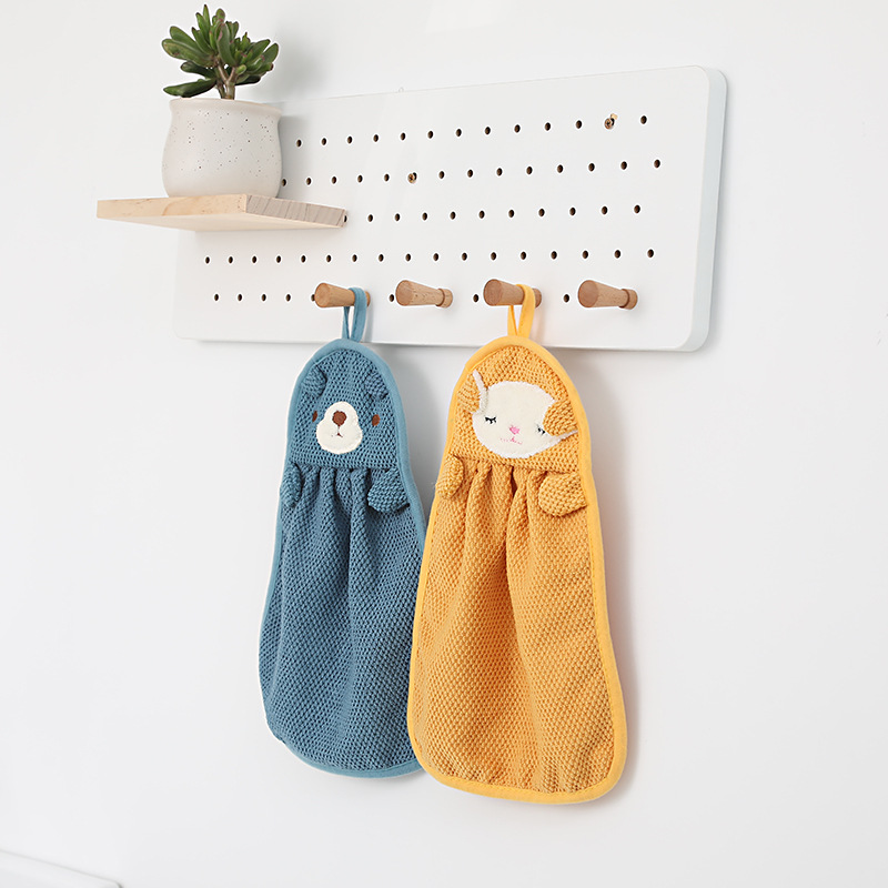 Cross-Border Hanging Quick-Drying Absorbent Hand Towel Cartoon Cute Towel Kitchen Bathroom Home Cleaning Towel